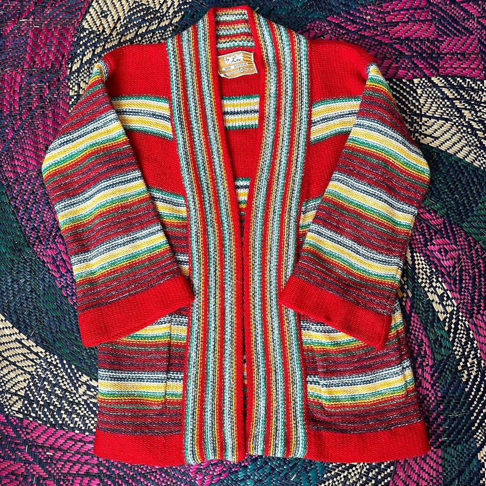 1970s Vintage Multi-Color Cardigan Size Medium